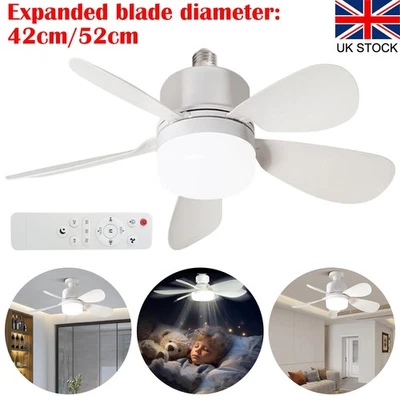 Modern Led Ceiling Fan w/Light Dimmable E27 Bedroom Living Room Fan Lamp 3-Speed - Image 1 of 4