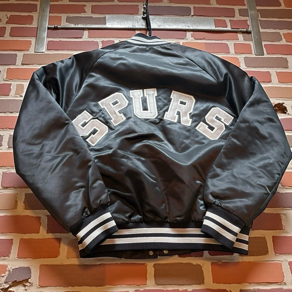 Vintage 1990s San Antonio Spurs Chalk Line Satin Bomber Jacket Men’s Medium - Image 1 of 4
