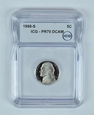 1998-S Jefferson Nickel PR70 DCAM ICG *0445 - Image 1 of 4