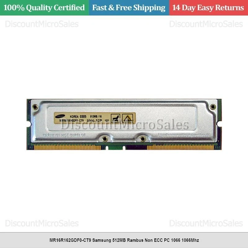 MR16R162GDF0-CT9 Samsung 512MB Rambus Non ECC PC 1066 1066Mhz - Image 1 of 1