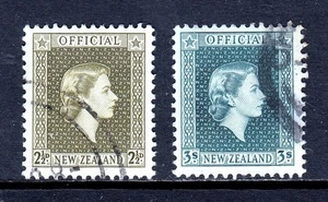 NEUSEELAND — SCOTT O109, O111 — 1963 QEII OFFICALS — GEBRAUCHT — SCV 59 $ - Bild 1 von 2
