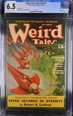 Weird Tales 195 (V35 #5) Pulp CGC 6.5 Classic Flying Skull cubierta 1940 Foto 1 de 2