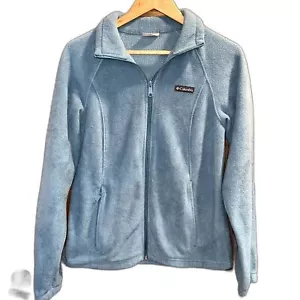 Columbia Plush Jacket Blue Fleece Full Zip Lightweight Layering Lounge women M - Picture 1 of 6