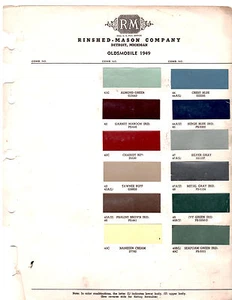 1949 OLDSMOBILE 98 SERIES 70 CUSTOM CRUISER 49 PAINT CHIPS RINSHED MASON 2 - Picture 1 of 1