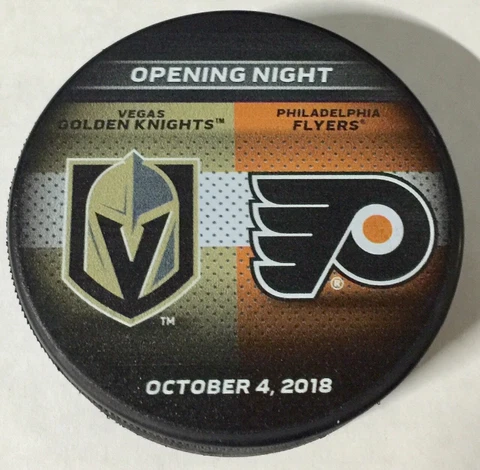 2018-19 VEGAS GOLDEN KNIGHTS VS FLYERS OCT. 4 / 2018 OPENING NIGHT SOUVENIR PUCK Cover