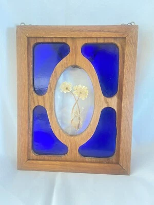 "Cadena vintage con marco de madera de flores prensadas para colgar 8X10""" Foto 1 de 4