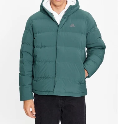 Men's Teal Blue Adidas Helionic Hooded Jacket UK Size L BNWT RRP £160 - IK3176 - Image 1 of 4