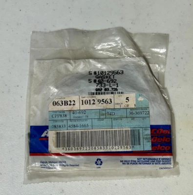 Junta de carrocería del acelerador Pontiac Buick Chevy GMC Olds 1985-1995 NOS GM 10129563 Foto 1 de 4