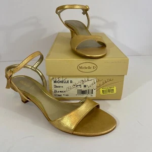 Sandalias Michelle D Loren de tacón dorado para mujer 7,5 punta abierta correa al tobillo - Imagen 1 de 5