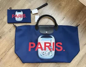 Neu Longchamp Paris Sac De Voyage Large Navy Blue Tote & Pouch Airport Limited - Bild 1 von 4