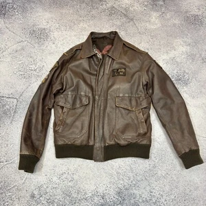 Giacca aviatore Debenhams uomo pelle marrone A-2 taglia L - Foto 1 di 13
