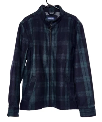 Abrigo de lana Lands End para hombre L cremallera completa chaqueta de trabajo a cuadros verde azul marino nuevo sin etiquetas Foto 1 de 4