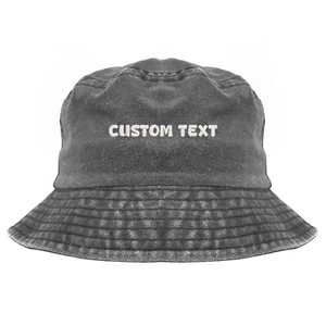 Custom bucket hat, minimal text embroidered bucket hat, minimal hat - Picture 1 of 9