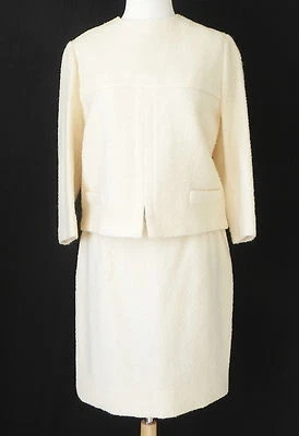 Vtg Joseph Marnin Skirt Suit Woven Wool Beige Size S/M - Image 1 of 4