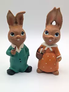 (Pair) of Vintage 7" Tall Mid-Century Easter Bunny Figurines - Made in Japan - Picture 1 of 7