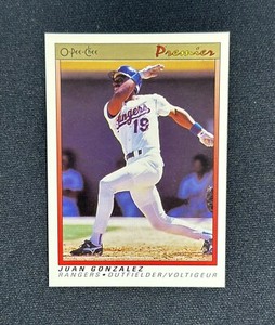 1991 O-Pee-Chee Premier Juan Gonzalez #54 Baseball Card Texas Rangers