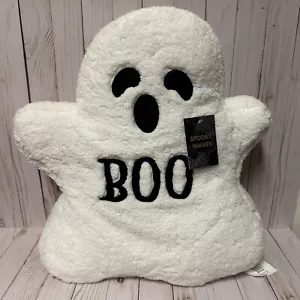 Spooky Nights Halloween Ghost Pillow 20 X 18 Inch Boo White Sherpa Read - Picture 1 of 9