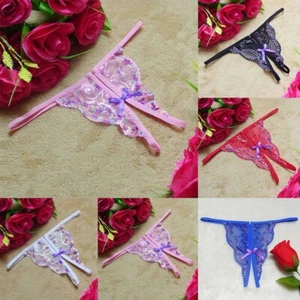 Women's Sexy Lace V string Crotchless Panties Thongs G string Underwear - Picture 1 of 14