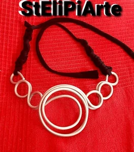 Collana donna artigianale alluminio 4 millimetri lavorata a mano - Foto 1 di 10