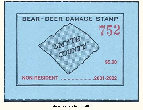 D2K Virginia - Smyth 2001 $5.00 Bear Damage Stamp - Image 1 of 1