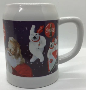 Coca Cola White 20 Oz. Mug Cup Santa Polar Bear Vintage 5.5” Tall - Foto 1 di 6