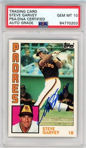 1984 Topps Steve Garvey firmado certificado de autenticidad PSA 10 autógrafo losado de los Padres de San Diego - Imagen 1 de 2