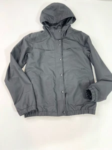 Volcom Enemy Stone Windbreaker Womens Small Black Hooded Front Zip Snap Button - Picture 1 of 13