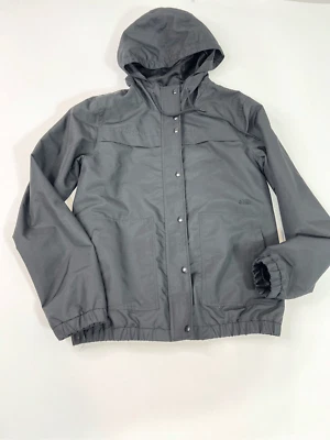 Volcom Enemy Stone Windbreaker Womens Small Black Hooded Front Zip Snap Button - Image 1 of 4