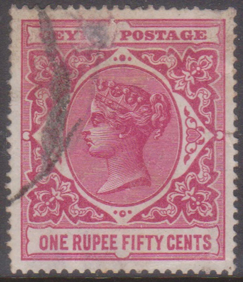 (F265-34) 1886 Ceylon 1R 50c Red QVIC stamp (AI)  (LX23 - Image 1 of 1