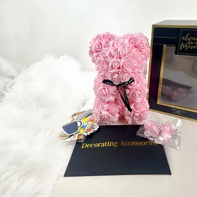 Oso de peluche rosa sintética Always and Forever en caja negra nuevo Foto 1 de 4
