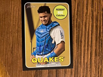 2018 Topps Heritage Mnors Keibert Ruiz ROA-KB Autograph Black 1/50 - Image 1 of 2