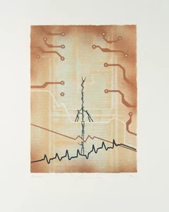 H. RELLECKE (*1951), Komposition aus Linien, Raum und Figuren, 1990, Lith. - Bild 1 von 5
