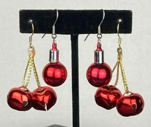 Two pairs of Jingle Bells and Christmas bulb, fish hook style pierced earrings - Picture 1 of 9