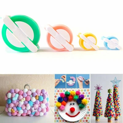 4er Pompon Maker Bommelmacher Set Bommel Gerät Pom-pom Donut Kinder - Bild 1 von 4