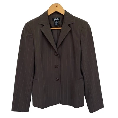 Jaqueta terno Rafaella blazer feminina tamanho 6 marrom listrada três botões carreira - Imagem 1 de 4