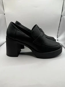Wildfire Vega Black Chunky Black Platform High Heel Size 10 Slip On Loafer - Picture 1 of 7