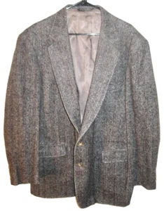 Size 46 Sport Coat Blazer Austin Leeds Gray Tweed Herringbone Vintage (O) - Picture 1 of 9