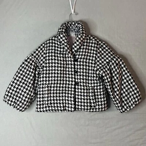 Crazy 8 Girls Coat Size XL/14 Black & White Herringbone Button Close Lined - Picture 1 of 17