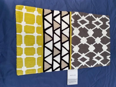 West Elm Geometric Gray Chartreuse Lumbar Pillow Cover Hand Crafted NWT - Image 1 of 3
