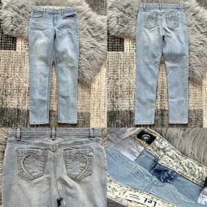 VTG L.E.I. Girls Chelsea LowRise Boot Blue Jeans Jeweled Pockets Size 16 Regular - Picture 1 of 5