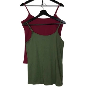 Cami Tank Tops Olive Green Burgundy Red Spaghetti Strap New - Picture 1 of 9