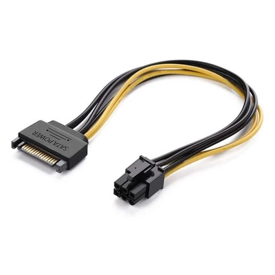6 Pin to SATA Power Cable Adapter PCIe to SATA 15 Pin Graphics Video Card Pow... - Image 1 of 4