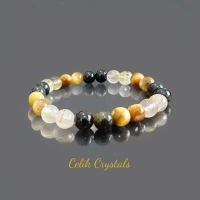 Pulsera de Obsidiana Dorada Ojo de Tigre Dorado Piedras Naturales 8mm... Foto 1 de 4