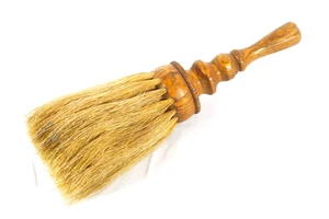 Antiguo cepillo de peluquería crema de afeitar pelo de caballo torno de madera de roble mango torneado - Imagen 1 de 5