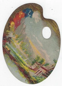 Great American Tea Company Landscape Victorian Die Cut Artist Palette Trade Card - Picture 1 of 2
