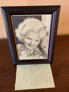 Rara cartolina fotografica pubblicitaria vintage JEAN HARLOW personalizzata firmata 5x7 incorniciata - Foto 1 di 5