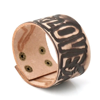 Herrenarmband Kunstleder Biker Armband braun Love Branding Love Sexy Girls - Bild 1 von 4