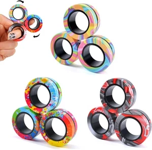 Cevioce 9Pcs Magnetic Rings Fidget Toy Set, ADHD Anxiety Fidget...  - Picture 1 of 6