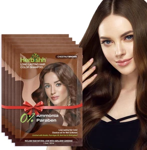 Herbishh Chestnut Brown Color Shampoo for Gray Hair, Hair Dye Shampoo 3 in 1,... - Picture 1 of 12