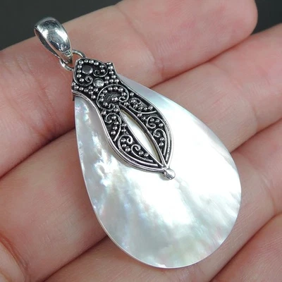 Gioielli pendenti in argento sterling 925 con piccola madreperla a goccia,... - Immagine 1 di 4